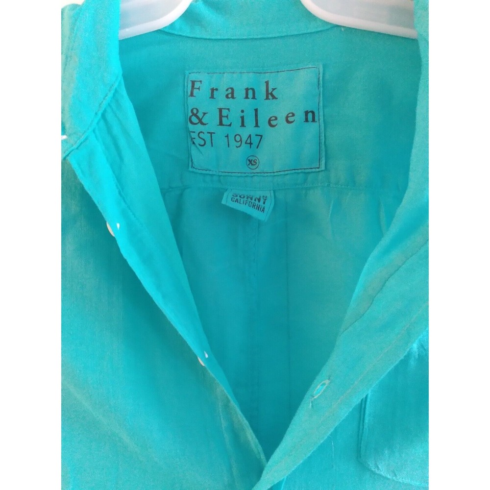 Frank and Eileen Size XSmall "Luke" Italian Cotton Coral Green Unisex Shirt - Picture 3 of 7